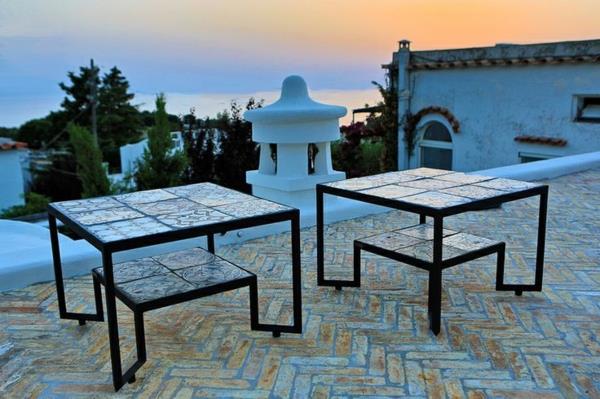 dream home island capri σχεδιαστής Francesco della Femina έπιπλα εξωτερικού χώρου τραπεζάκια ψηφιδωτά