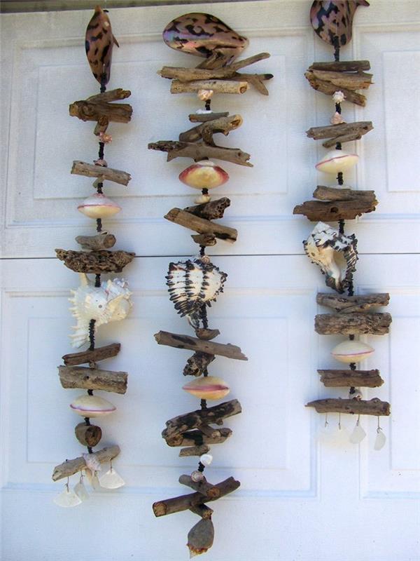 driftwood διακόσμηση μαστίχας με φυσικά υλικά 8 tinker με μύδια ανεμογεννήτριες