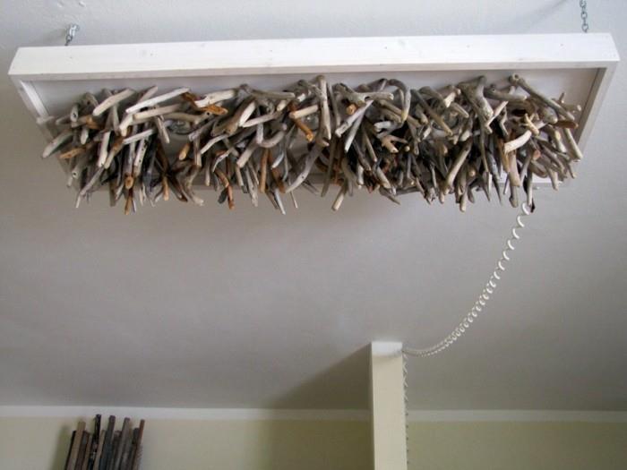 λάμπα driftwood diy ιδέες φως οροφής