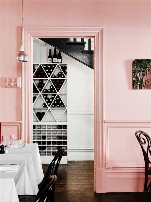 τάσεις χρώματα 2017 χιλιετή ροζ απαλό χρώμα τοίχου για την τραπεζαρία