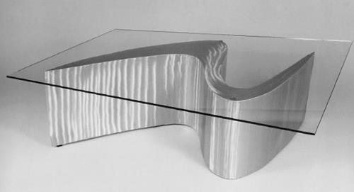 μοντέρνο περίεργο τραπέζι καφέ μεταλλικό γυαλιστερό γυάλινο πιάτο