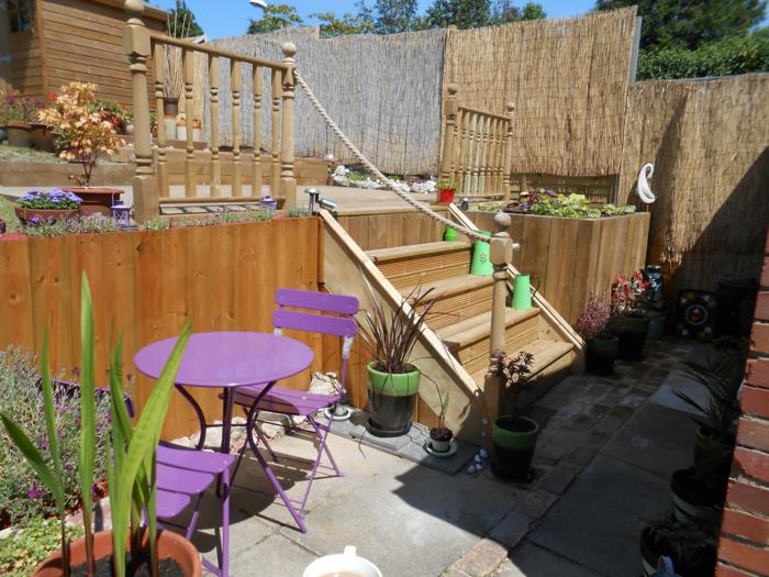 σκάλες σχεδιασμός ιδέες κήπου μοβ έπιπλα κήπου