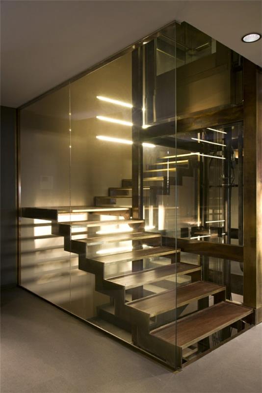 σκάλες ιδέες σχεδιασμού γυαλί μονωτικό φωτισμό ενσωματωμένο