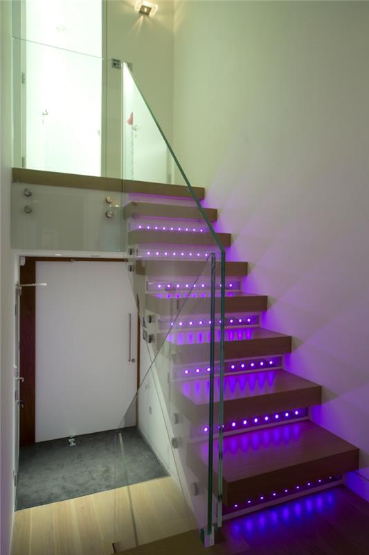 ιδέες φωτισμού σκάλας έγχρωμος φωτισμός led φωτισμού