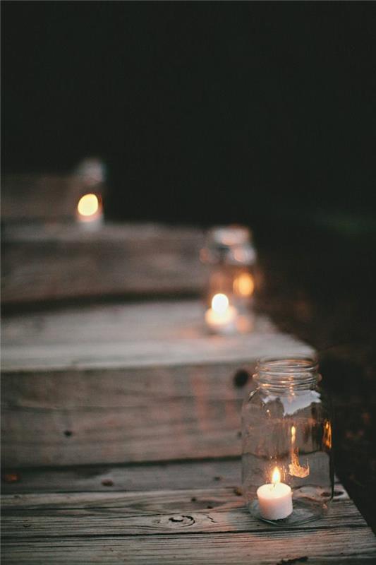 κεριά φωτισμού σκαλοπατιών δοχείο ξύλινα σκαλοπάτια