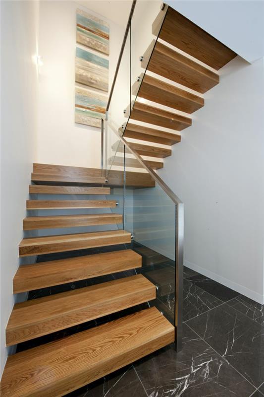 κιγκλιδωτή σκάλα γυάλινες σκάλες ανεξάρτητα ξύλινα πλακάκια δαπέδου