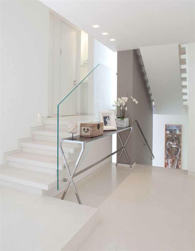 σκάλες κιγκλιδώματα γυαλιά λευκές σκάλες ιδέες εσωτερικής διακόσμησης