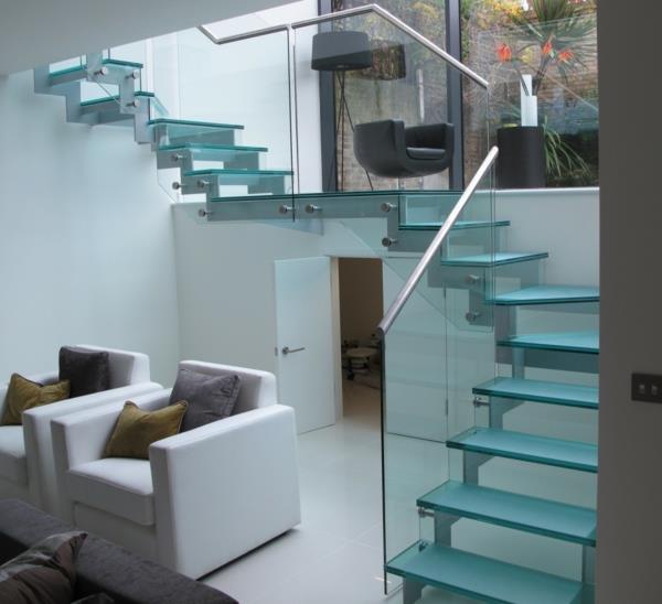 εσωτερική διακόσμηση σχεδιασμού σκάλας από γυάλινο κιγκλίδωμα