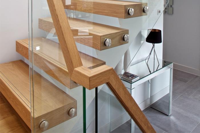 σχεδιασμός σκάλας συνδυασμός γυάλινου ξύλου