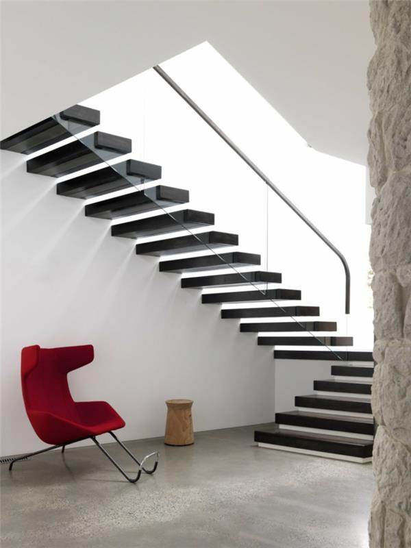 σχεδιασμός σκάλας γυάλινο κιγκλίδωμα σκαλοπατιών ανεξάρτητες μαύρες σκάλες