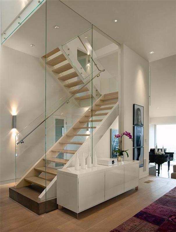 σκάλα σχεδιασμός γυάλινη σκάλα κιγκλίδωμα ξύλινες σκάλες ζωντανές ιδέες διάδρομο