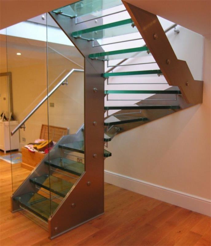 Στάση σχεδιασμού σκάλας σταθερή σκάλα γυάλινο ατσάλι