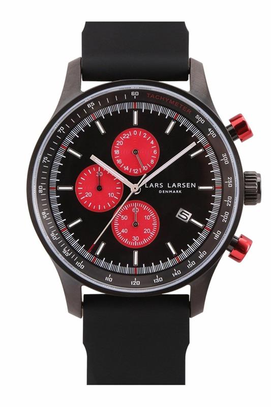 μάρκες ρολογιών πολυτελή ρολόγια lars larsen στρογγυλό καντράν μαύρο κόκκινο