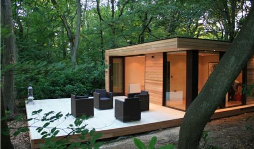 υπερσύγχρονο δροσερό σχέδιο γραφείου πρόσοψη ξύλο δάσος
