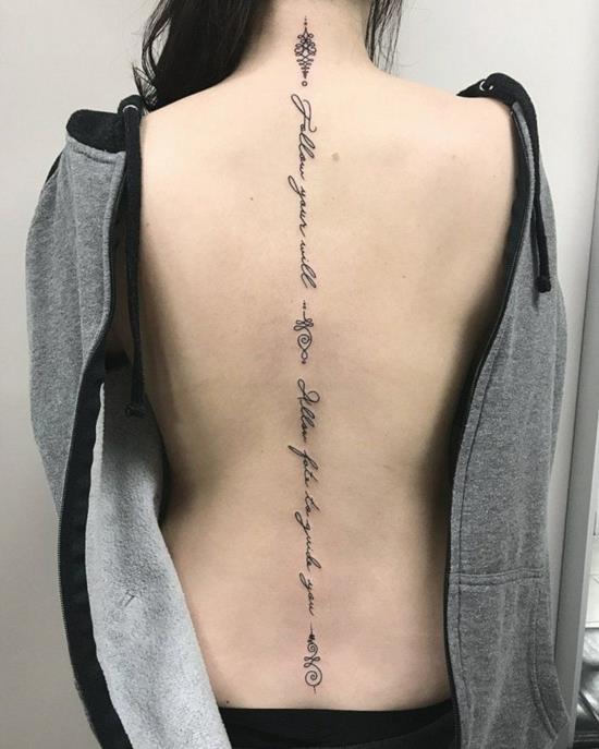 unalome τατουάζ πίσω σπονδυλική στήλη