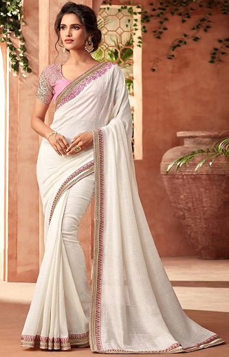 „White Party Wear Saree“