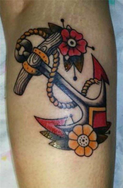 αντιβράχιο τατουάζ άνδρες μοτίβα λουλούδια άγκυρα