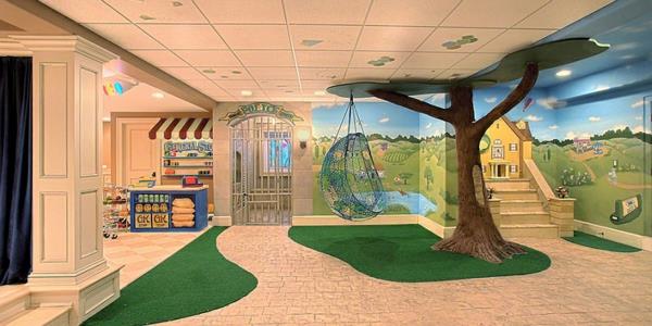 υπόγειο playroom παιδική κρεμαστή καρέκλα με σχέδιο