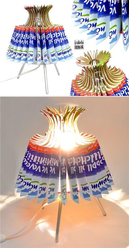 upcycling ιδέες ανακύκλωση tinkering tetrapack λαμπτήρα diy φωτιστικό δαπέδου