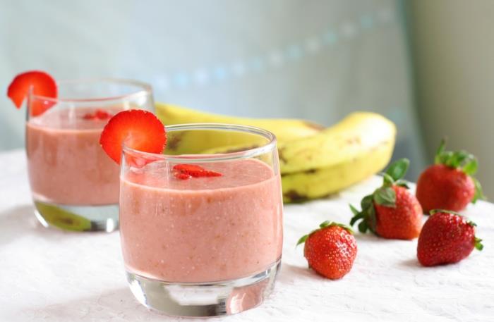 vegan συνταγές smoothie βρώμης smoothie φράουλες μπανάνες