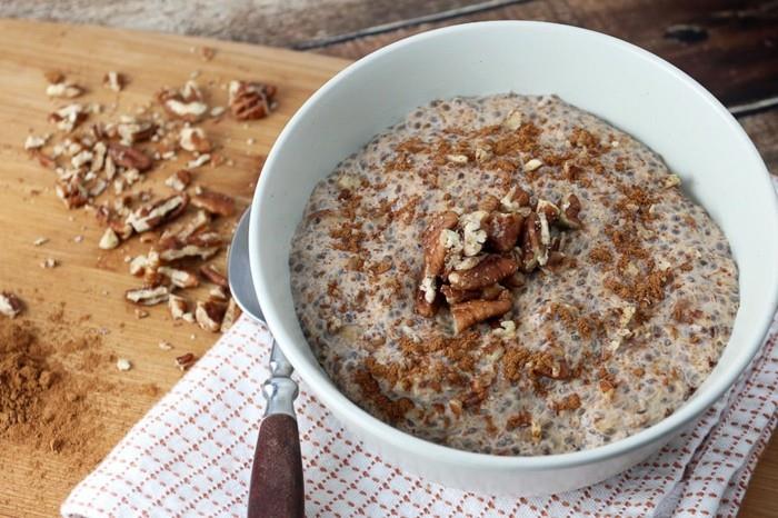vegan πρωινό συνταγές chia καρύδια γάλα αμυγδάλου