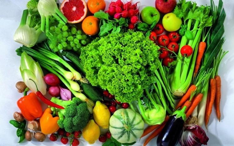 χορτοφαγική τροφή φρούτα και λαχανικά υγιεινά τρόφιμα