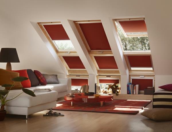 σκούρα κόκκινα ρολά velux παραδοσιακά έπιπλα σαλονιού