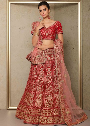 Pembe Kadife Lehenga