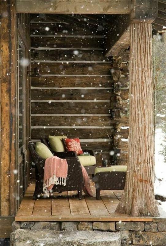 βεράντα χειμερινό κήπο ξύλινο πάτωμα στημένη βεράντα βεράντα σχεδιασμός χιονιού