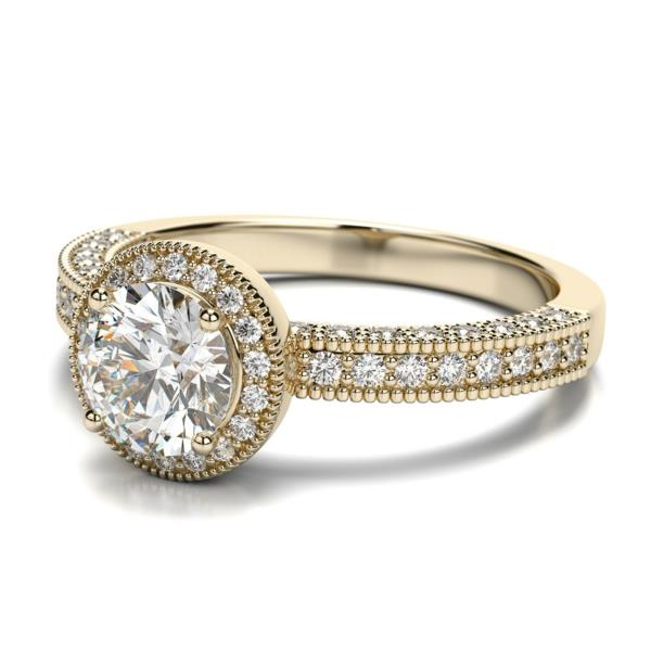 δαχτυλίδι αρραβώνων χρυσό στρογγυλό σχήμα διαμαντένιο δαχτυλίδι πρόταση γάμου αρραβώνα