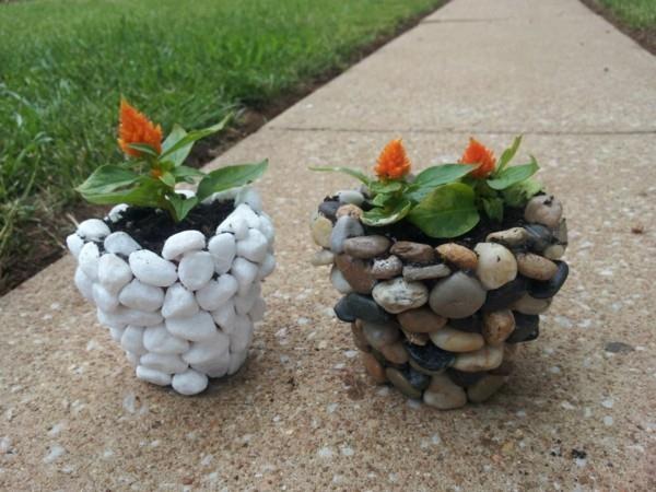 διακόσμηση με πέτρες diy φυτευτές