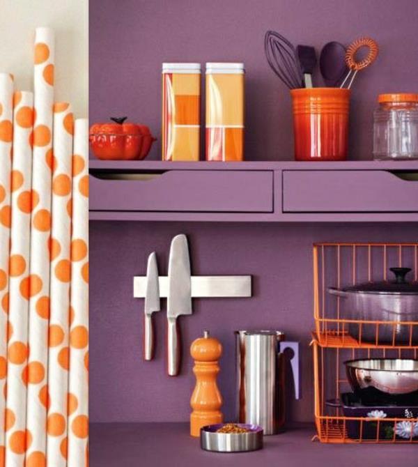 viotett σχέδιο τοίχου κουζίνας