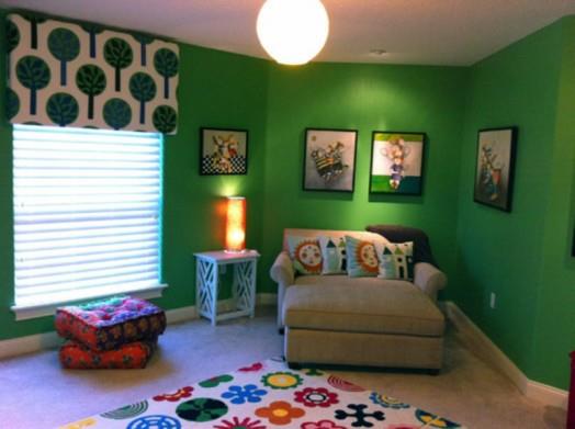 ζωντανέψει πράσινους τοίχους σχεδιασμό παιδικού δωματίου εσωτερικό