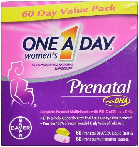 Vienos dienos moterų prenatalinės tabletės ir skysti geliai-60 ea