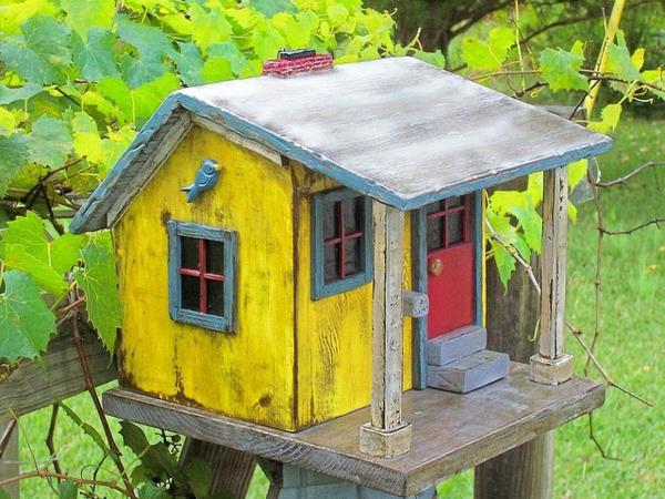 σπίτι πουλιών φτιάξτε μόνοι σας ξύλο φιλικό προς το περιβάλλον κίτρινο