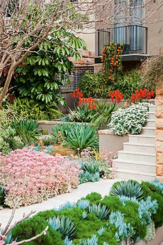 Δημιουργήστε ιδέες σκάλες κήπου μπροστινής αυλής λουλούδια κήπου