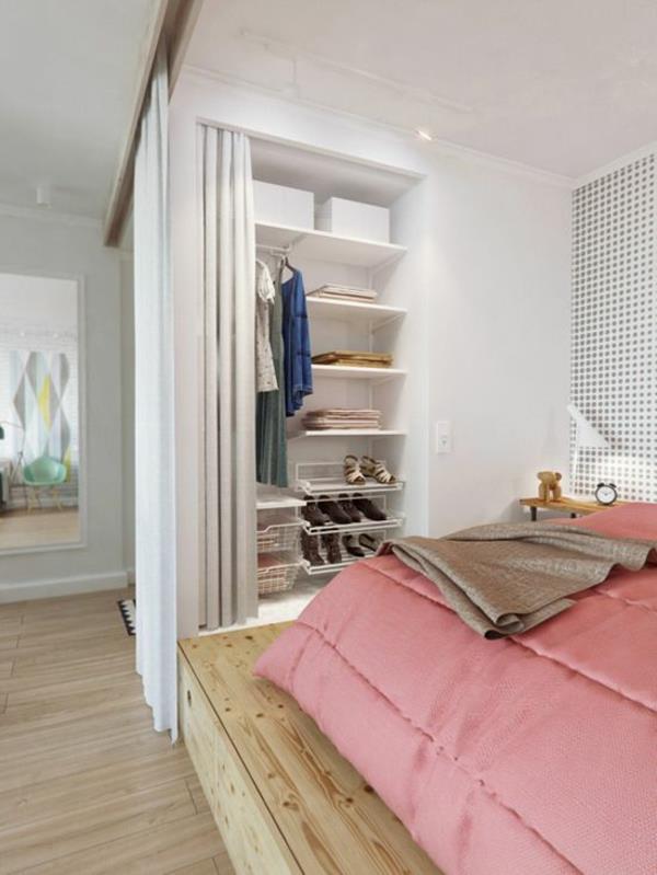 κουρτίνα χωρίσματος δωμάτιο διαχωριστικό ιδέες ντουλάπα κρεβάτι