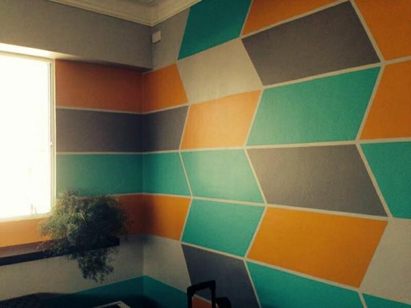 τοίχοι χρώματα ιδέες γεωμετρικά σχήματα