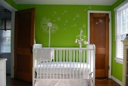 τοίχο έμφαση τατουάζ παιδικό δωμάτιο πράσινο χρώμα σχέδιο