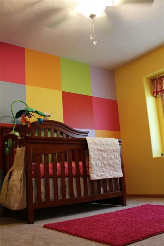 ζωγραφική τοίχου παιδικό δωμάτιο πολύχρωμες πλατείες