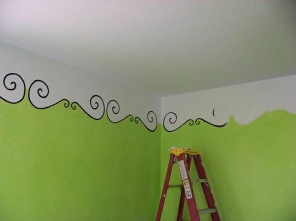 βάψιμο τοίχου παιδικό δωμάτιο οροφή σχεδιασμός πράσινου τοίχου