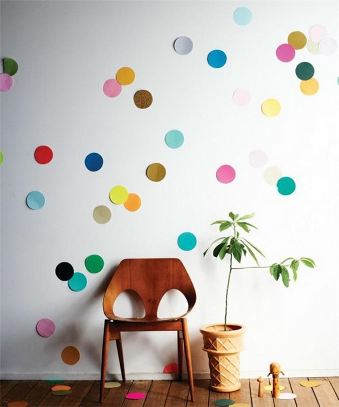 ιδέες διακόσμησης τοίχων χάρτινοι χρωματιστοί κύκλοι