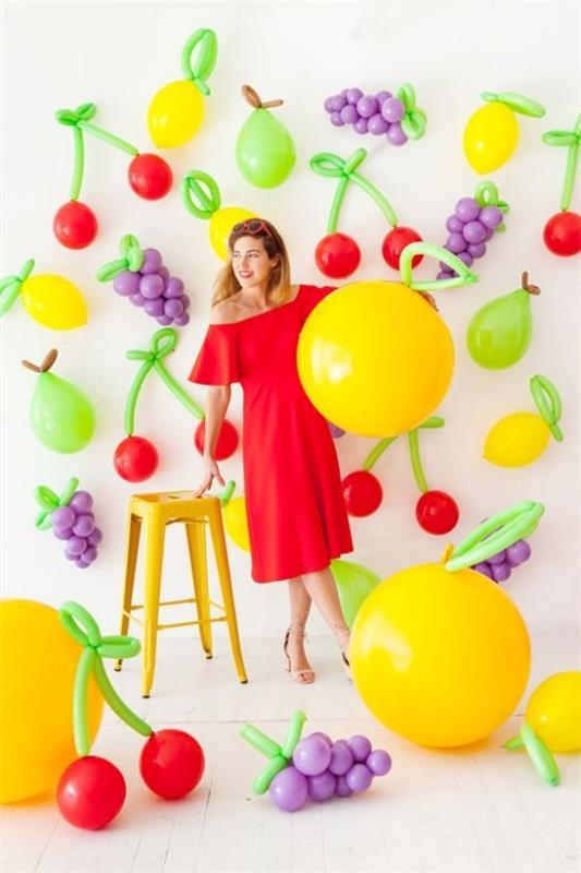 ιδέες διακόσμησης τοίχου πάρτι φρέσκα χρώματα φρούτα λαχανικά
