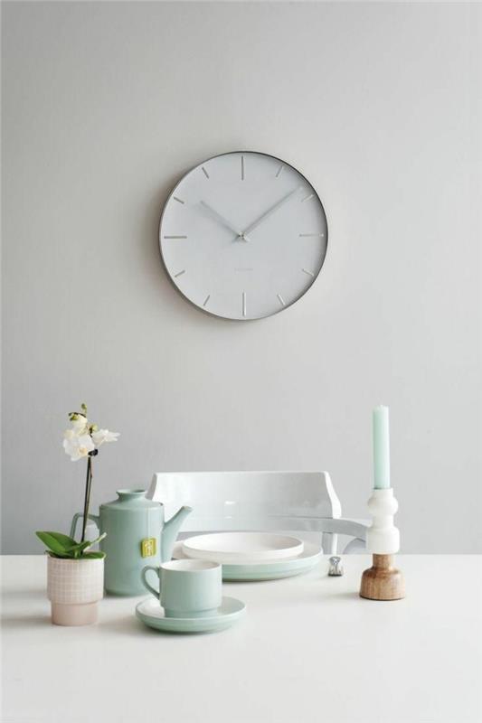 ιδέες διακόσμησης τοίχου στρογγυλό ρολόι τοίχου σε σκανδιναβικό στιλ
