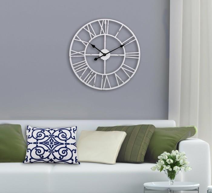 ιδέες διακόσμησης τοίχου στρογγυλό ρολόι τοίχου στο σαλόνι