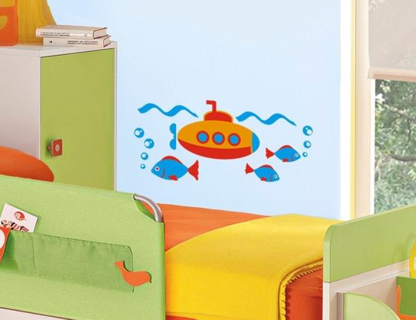 διακόσμηση τοίχου παιδικό δωμάτιο ψάρι αυτοκόλλητα τοίχου χρωματισμένα αστεία