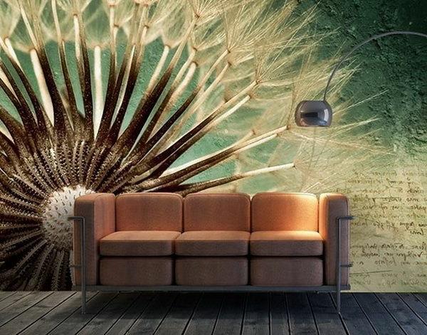διακόσμηση τοίχου με φωτογραφία ταπετσαρία ρεαλιστικά λουλούδια σπιτιού σαλόνι