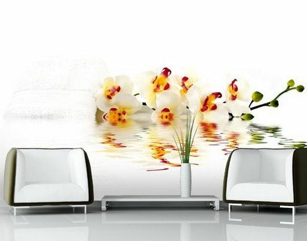 διακόσμηση τοίχου φωτογραφία ταπετσαρία ρεαλιστικό σαλόνι λουλούδια σπιτιού