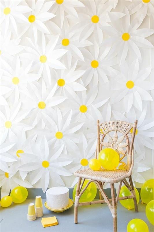 διακόσμηση τοίχου πασχαλινές χειροτεχνίες με λουλούδια από χαρτί