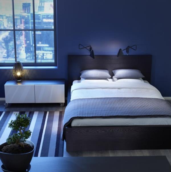 διακόσμηση τοίχου χρώματα υπνοδωματίου υπνοδωμάτιο σχεδιασμός τοίχου σκούρο μπλε